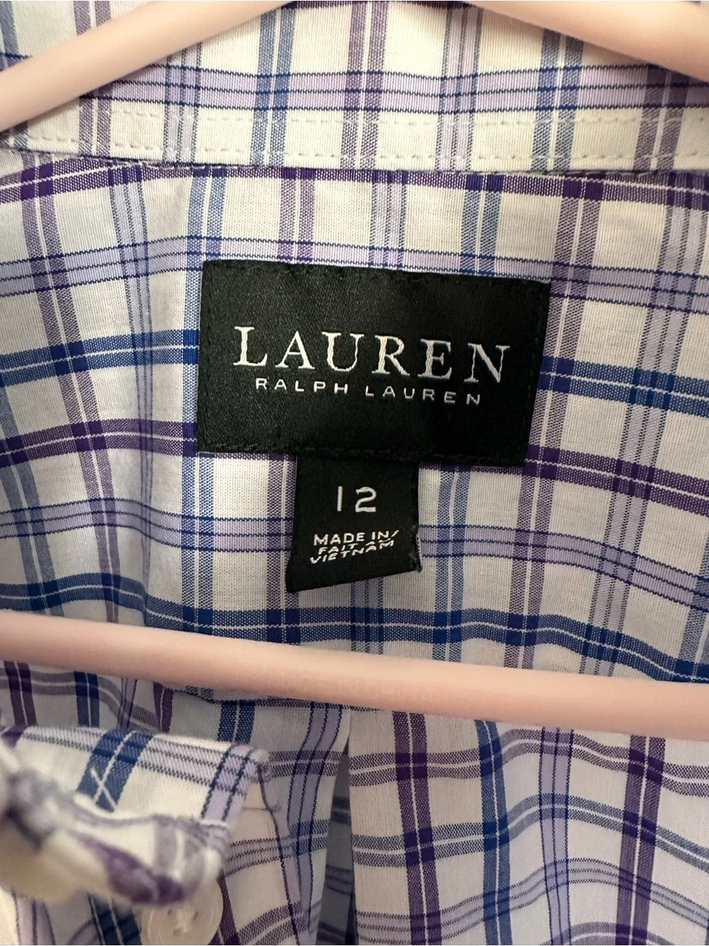 Lauren by Ralp Lauren! Boys’ Size 12 Blue and White Plaid Button-Down Shirt